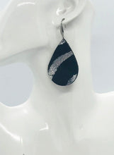 Load image into Gallery viewer, Hair On Black and Metallic Silver Leather Earrings - E19-1894