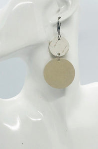 Champagne and White Leather Earrings - E19-1904