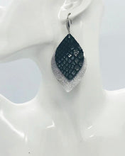 Load image into Gallery viewer, Metallic Silver and Snake Skin Leather Earrings - E19-1905