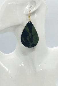 Hair On Camo Leather Earrings - E19-1917