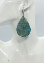 Load image into Gallery viewer, Hair On Turquoise Metallic Leather Earrings - E19-1919