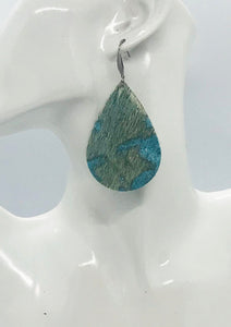 Hair On Turquoise Metallic Leather Earrings - E19-1919