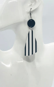 Black and White Striped Leather Earrings - E19-1921