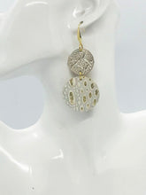 Load image into Gallery viewer, Metallic Gold and White Genine Leather Earrings - E19-1922