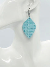 Load image into Gallery viewer, Mint Basket Weave Embossed Leather Earrings - E19-1945