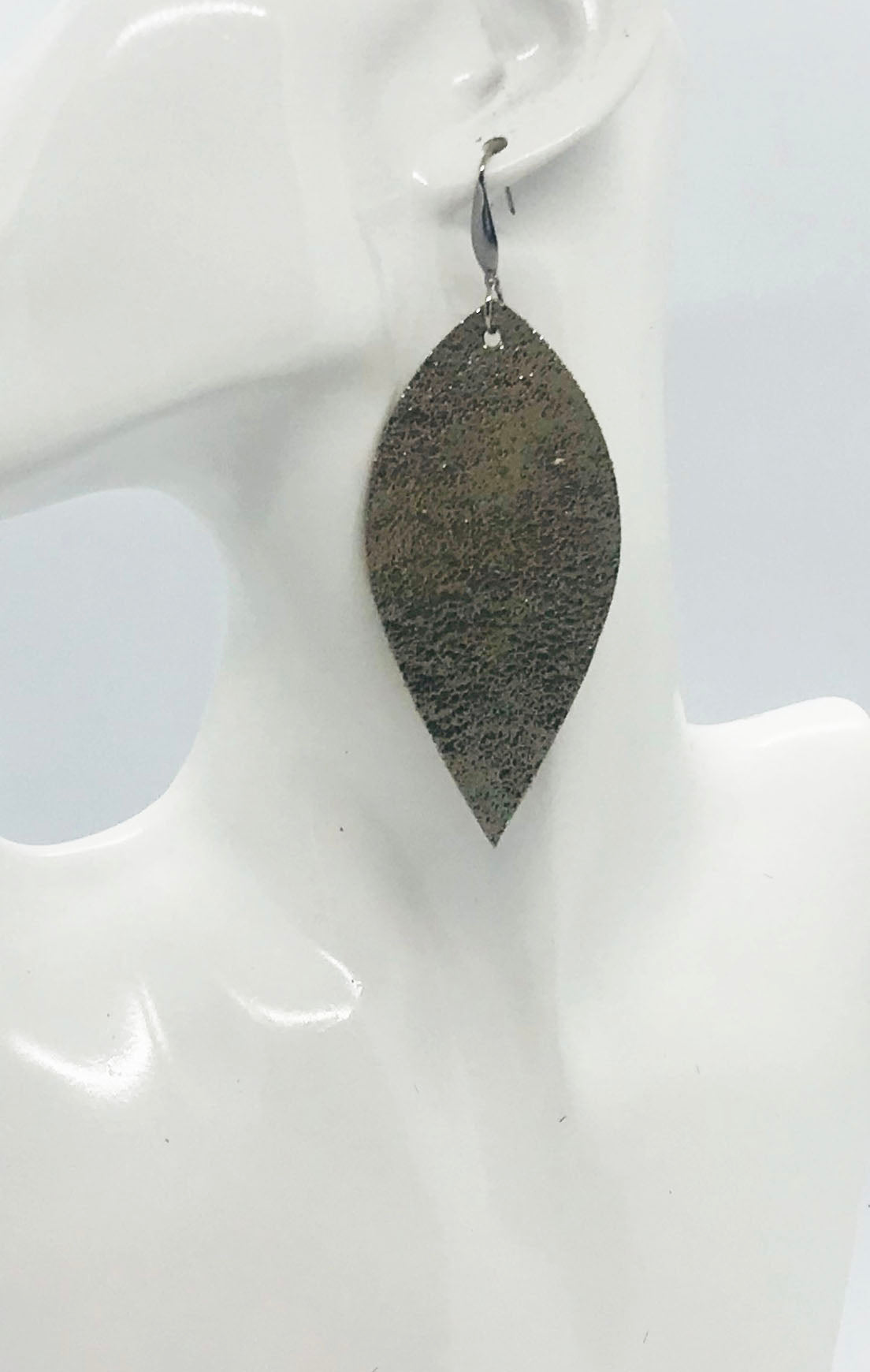 Platinum Crackle Goat Leather Earrings - E19-1946