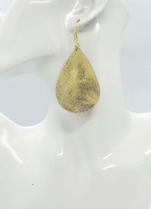 Distressed Gold Leather Earrings - E19-1957
