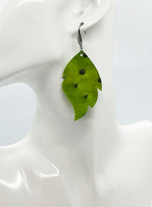Green Genuine Leather Earrings - E19-2003