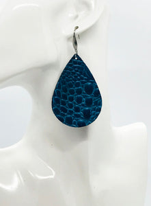 Blue Genuine Leather Earrings - E19-2007