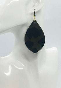 Hair On Chocolate Leather Earrings - E19-2049