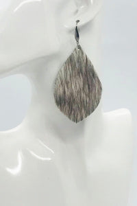 Hair On Brown & White Leather Earrings - E19-2053