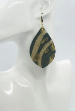Load image into Gallery viewer, Hair On Metallic Gold Zebra Leather Earrings - E19-2056