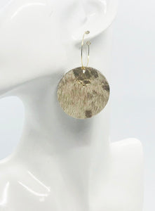 Hair On Metallic Gold Leather Hoop Earrings - E19-2089