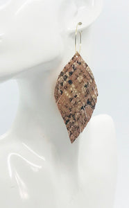 Burnt Orange Snake Skin Fringe Leather Hoop Earrings - E19-2109