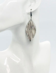 Brown and White Hair On Leather Earrings - E19-2114