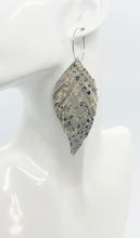 Load image into Gallery viewer, Gray Snake Skin Fringe Leather Hoop Earrings - E19-2119