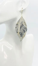 Load image into Gallery viewer, White Snake Skin Fringe Leather Hoop Earrings - E19-2128