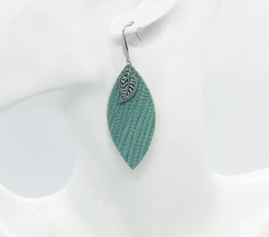 Sea Foam Green Genuine Leather Earrings - E19-212