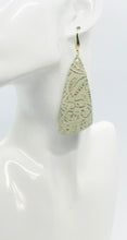 Load image into Gallery viewer, Platinum Rose Pattern Leather Earrings - E19-2130