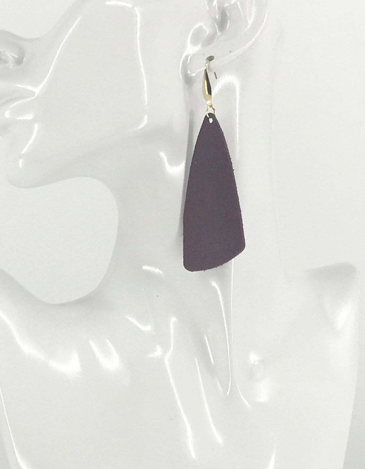 Burgundy Suede Leather Earrings - E19-2139