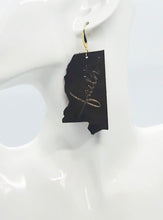Load image into Gallery viewer, Brown Leather Mississippi &quot;Faith&quot; Earrings - E19-2174
