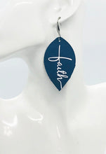 Load image into Gallery viewer, Blue &quot;Faith&quot; Leather Earrings - E19-2175