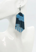 Load image into Gallery viewer, Blue and Black Hair On Leather Earrings - E19-2176