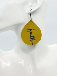 Mustard Yellow Leather "Faith" Earrings - E19-2181