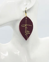 Load image into Gallery viewer, Red &quot;Faith&quot; Leather Earrings - E19-2182