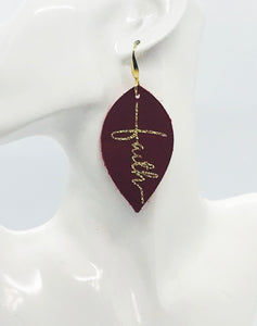 Red "Faith" Leather Earrings - E19-2182