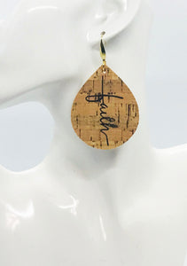 Gold Speckled Cork Leather "Faith" Earrings - E19-2187