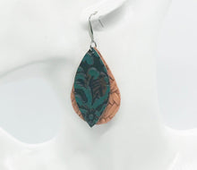Load image into Gallery viewer, Teal and Italian Genuine Leather Earrings - E19-218