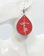 Load image into Gallery viewer, Coral Leather &quot;Faith&quot; Earrings - E19-2192