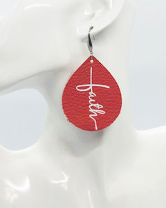 Coral Leather "Faith" Earrings - E19-2192