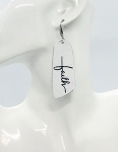 White Leather "Faith" Earrings - E19-2197