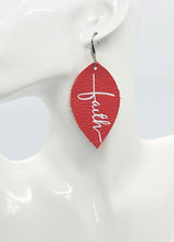 Load image into Gallery viewer, Coral Leather &quot;Faith&quot; Earrings - E19-2198