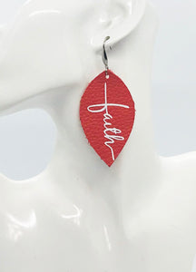 Coral Leather "Faith" Earrings - E19-2198