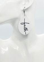Load image into Gallery viewer, White Leather &quot;Faith&quot; Earrings - E19-2199