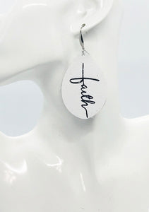 White Leather "Faith" Earrings - E19-2199
