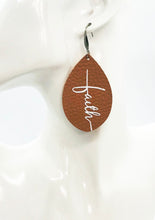 Load image into Gallery viewer, Peach Leather &quot;Faith&quot; Earrings - E19-2219