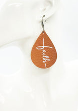 Load image into Gallery viewer, Peach Leather &quot;Faith&quot; Earrings - E19-2220