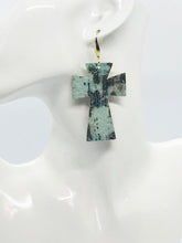 Load image into Gallery viewer, Driftwood Embossed Leather Cross Earrings - E19-2221