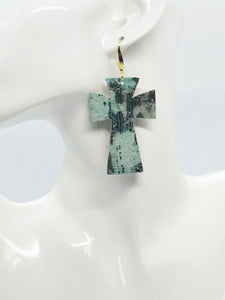 Driftwood Embossed Leather Cross Earrings - E19-2221