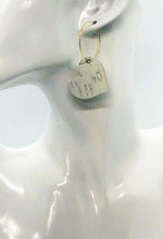 Load image into Gallery viewer, Off White Birch Cork Leather Hoop Earrings - E19-2226