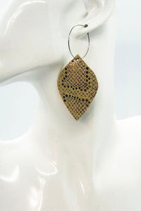 Rose Gold Metallic Leather Hoop Earrings - E19-2233