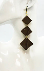 Brown Genuine Leather Earrings - E19-2251