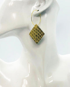 Gold Anaconda Leather Hoop Earrings - E19-2263