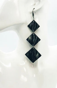 Salt and Pepper Hair On Leather Earrings - E19-2264