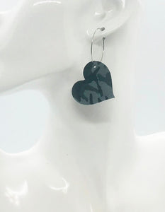 Jungle Gray Camo Leather Hoop Earrings - E19-2272