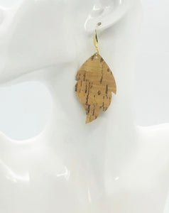 Gold Metallic Accent Cork on Leather Earrings - E19-2326